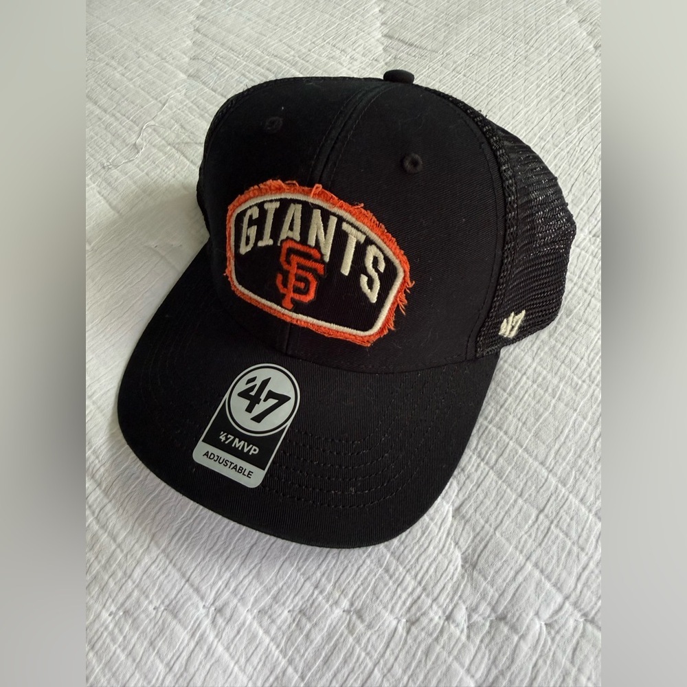 ’47 Brand MVP Adjustable Trucker Hat San Francisco Giants Black Mesh Cap (74)